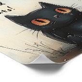 Schattigee Halloweenfee met Cat & Pumpkin Fantasy Poster (Hoek)