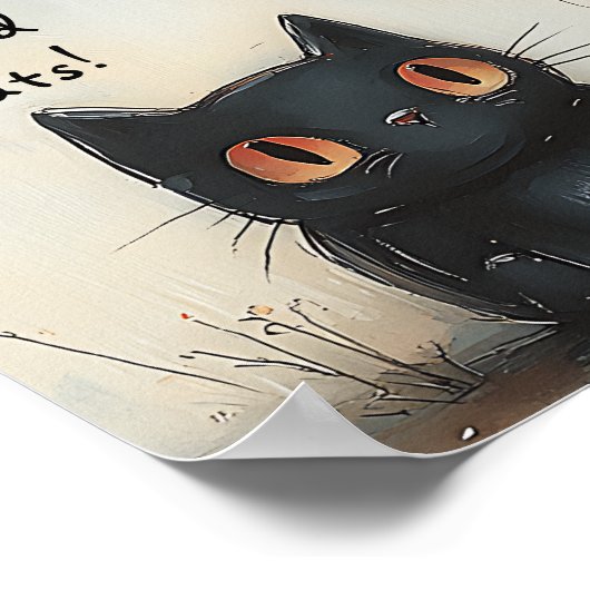 Schattigee Halloweenfee met Cat & Pumpkin Fantasy Poster (Hoek)