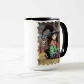 Schattigee Halloweenheks met zwarte kat Mok (Voorkant rechts)