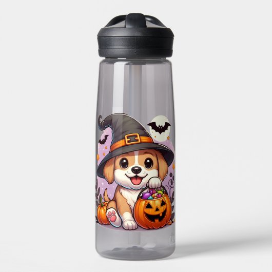 Schattigee Halloweenhond/puppy Waterfles (Voorkant)
