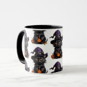 Schattigee Halloweenkat in Halloweenkostuumontwerp Mok (Voorkant links)