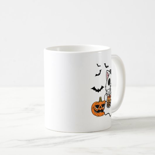Schattigee Halloweenkat in spookkostuum Drink Boba Koffiemok (Voorkant rechts)
