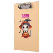 Schattigee Halloweenkat met pompoen en heks Pet De Klembord (Links)