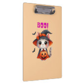 Schattigee Halloweenkat met pompoen en heks Pet De Klembord (Rechts)