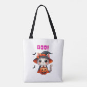 Schattigee Halloweenkat met pompoen en heks Pet De Tote Bag (Achterkant)