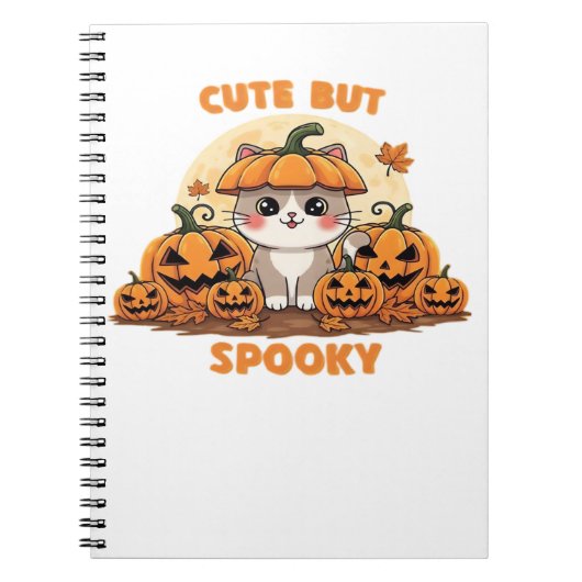 Schattigee Halloweenkat met pompoenen - Kawaii Spo Notitieboek (Voorkant)