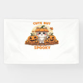 Schattigee Halloweenkat met pompoenen - Kawaii Spo Spandoek (Horizontaal)