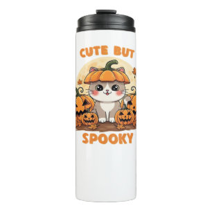 Schattigee Halloweenkat met pompoenen - Kawaii Spo Thermosbeker