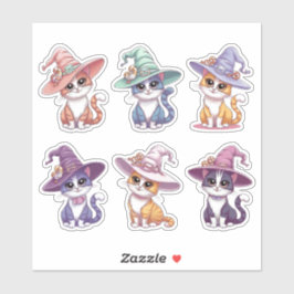 Schattigee Halloweenkatten in heks Petten Sticker 