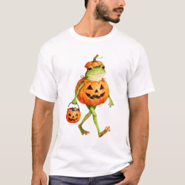 Schattigee Halloweenkikker in pompoenkostuum T-shirt