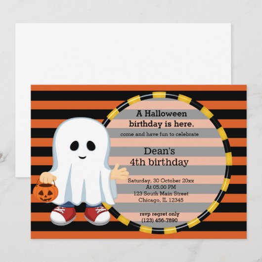 Schattigee Halloweenverjaardag Kaart (Voorkant / Achterkant)