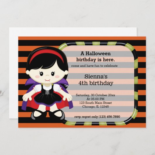 Schattigee Halloweenverjaardag Kaart (Voorkant / Achterkant)
