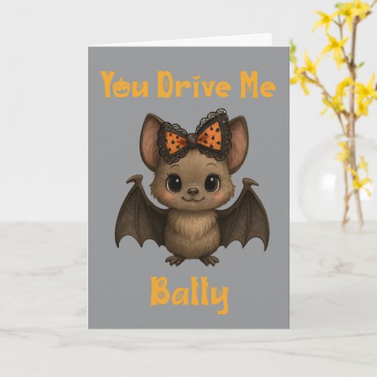 Schattigee Hallowen Bat Kaart (Gele Bloem)