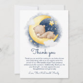 Schattigee Halve Maan Teddybeer Baby shower Bedankkaart (Voorkant)