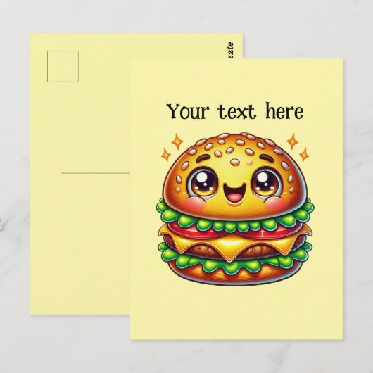 Schattigee hamburger liefhebbers aanpassen briefkaart (Voorkant / Achterkant)
