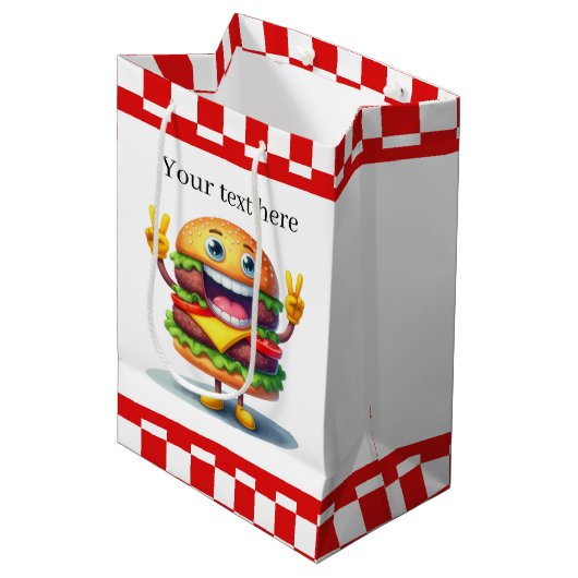 Schattigee hamburger liefhebbers feest medium cadeauzakje (Voorkant Gekanteld)