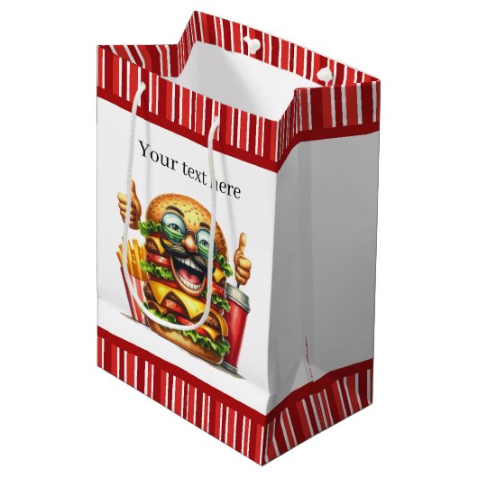 Schattigee hamburger liefhebbers feest medium cadeauzakje (Voorkant Gekanteld)