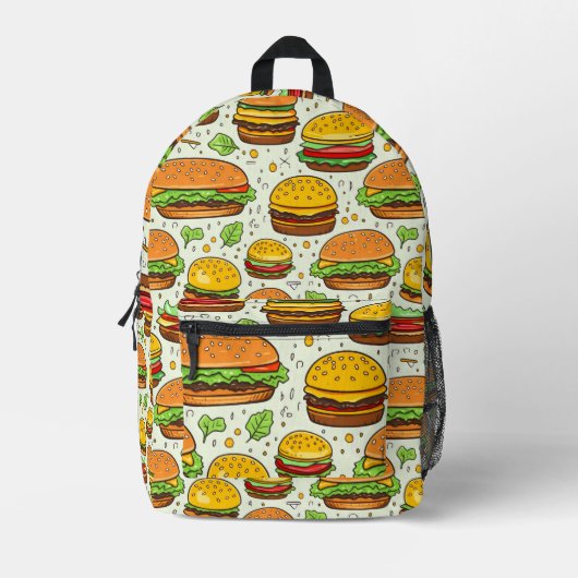 Schattigee hamburgerpatroon bedrukte rugzak (Voorkant)