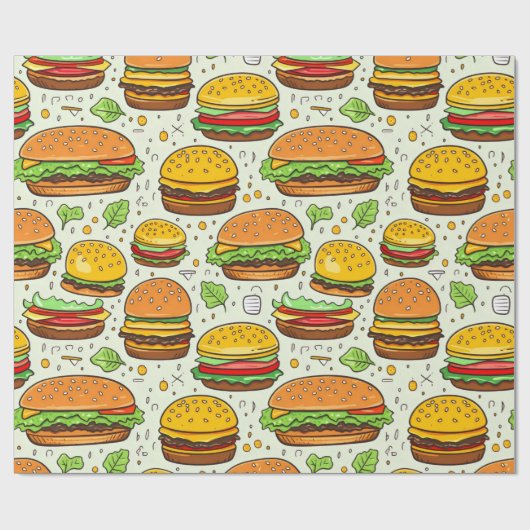 Schattigee hamburgerpatroon cadeaupapier (Vlak)