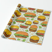 Schattigee hamburgerpatroon cadeaupapier (Uitgerold)
