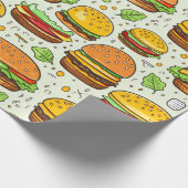 Schattigee hamburgerpatroon cadeaupapier (Hoek)
