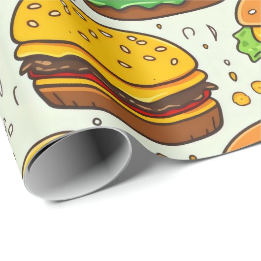 Schattigee hamburgerpatroon cadeaupapier (Rol Hoek)