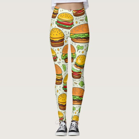 Schattigee hamburgerpatroon leggings (Voorkant)