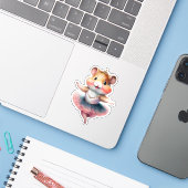 Schattigee hamster ballerina dansballet sticker (Laptop met iPhone)