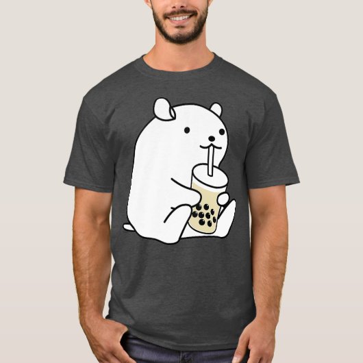 Schattigee hamster cavia Drink Boba Bubble Tea T-shirt (Voorkant)