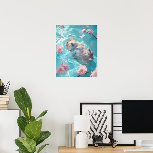 Schattigee Hamster Chill in Water Poster (Thuiskantoor)