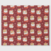 Schattigee Hamster Christmas Wrapping Paper Cadeaupapier (Vlak)