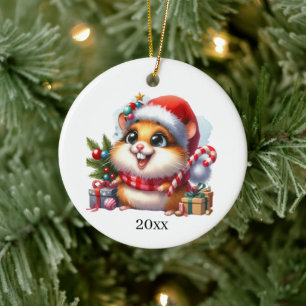 Schattigee Hamster datum en bericht toevoegen Kers Keramisch Ornament