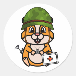 Schattigee Hamster Dragen legerhelm Ronde Sticker
