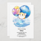 Schattigee Hamster Eerste Verjaardagsuitnodiging Kaart (Voorkant / Achterkant)