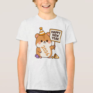 Schattigee Hamster Gelukkig Nieuwjaar 2026 Tri-Blend Shirt