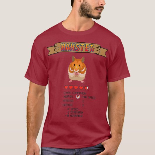 Schattigee Hamster Gerbil Retro 8-bit Pixel Videog T-shirt (Voorkant)