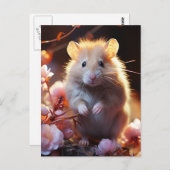 Schattigee hamster in de bloemen briefkaart (Voorkant / Achterkant)