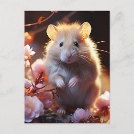 Schattigee hamster in de bloemen briefkaart