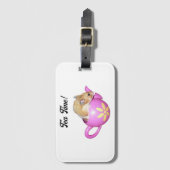 Schattigee hamster in roze theepot met Daisy Photo Bagagelabel (Voorkant (verticaal))