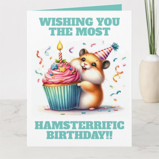 Schattigee Hamster Lifting Cupcake Hamsterrific Ve Kaart (Voorkant)