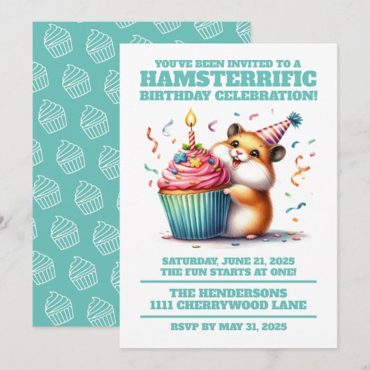 Schattigee Hamster Lifting Cupcake Hamsterrific Ve Kaart (Voorkant / Achterkant)