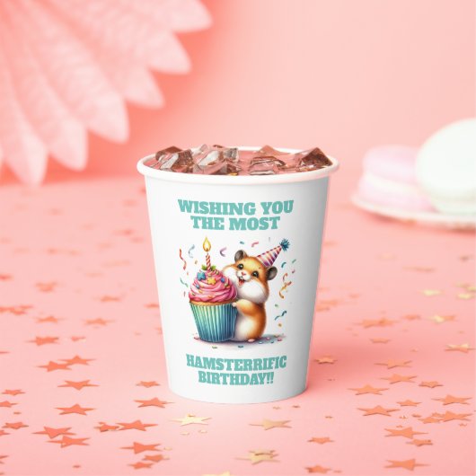 Schattigee Hamster Lifting Cupcake Hamsterrific Ve Papieren Bekers (Insitu)