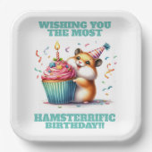 Schattigee Hamster Lifting Cupcake Hamsterrific Ve Papieren Bordje (Voorkant)