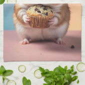 Schattigee hamster met chocolade chip muffin paste theedoek (Gevouwen)