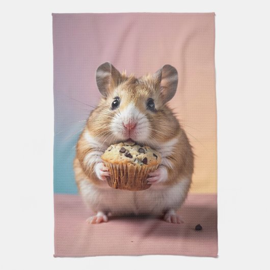 Schattigee hamster met chocolade chip muffin paste theedoek (Verticaal)