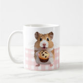 Schattigee hamster met muffin roze gingham check koffiemok (Links)