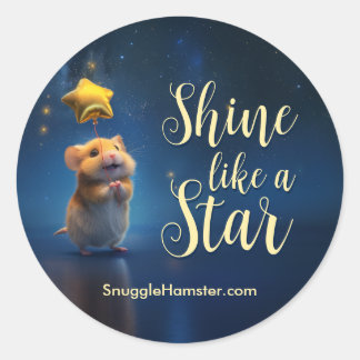 Schattigee hamster met tekst Shine like a Star Ronde Sticker