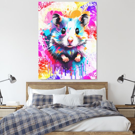 Schattigee Hamster Metalen Print - Kleurrijke Hams (Insitu (Slaapkamer))