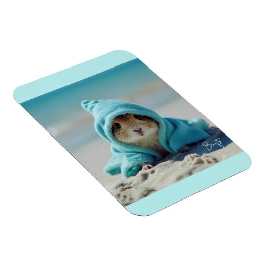 Schattigee hamster op het strand-Schattige Summer Magneet (Rechterzijde)