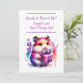 Schattigee hamster thema meisje verjaardagsfeestje kaart (Staand voorkant)